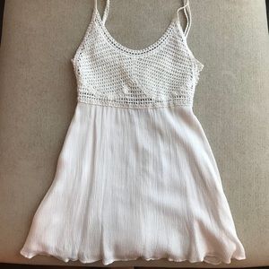 LF White Crochet Top Day Dress